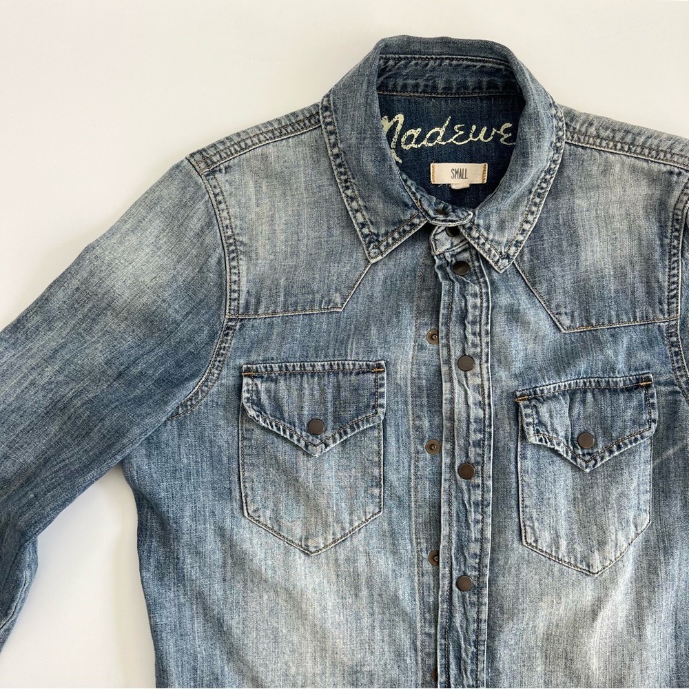 Madewell Washed Blue Denim Western Shirt Small